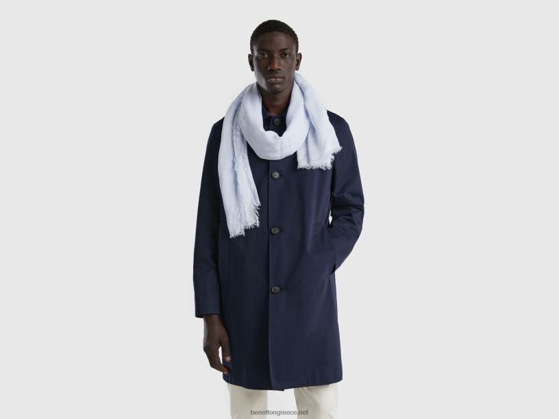 κασκόλ σε μείγμα βισκόζης και λινό J8TLD724 Benetton γυναίκες μπλε