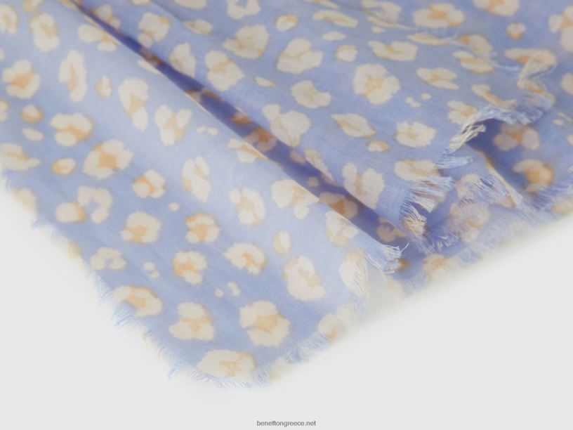 κασκόλ με σχέδια από οργανικό βαμβάκι J8TLD734 Benetton γυναίκες πασχαλιά