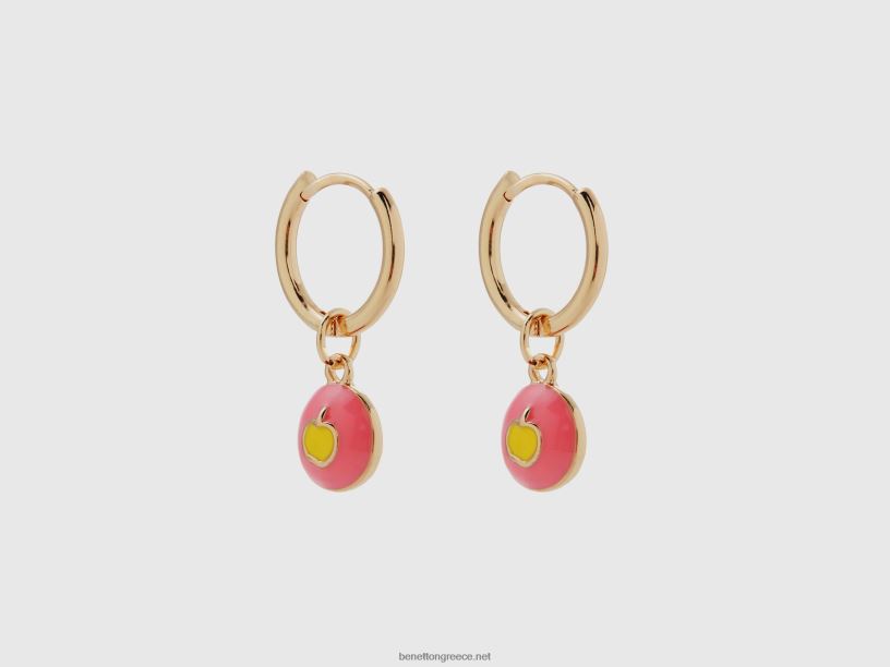 σκουλαρίκια με ροζ μήλο μενταγιόν J8TLD1104 Benetton γυναίκες ροζ