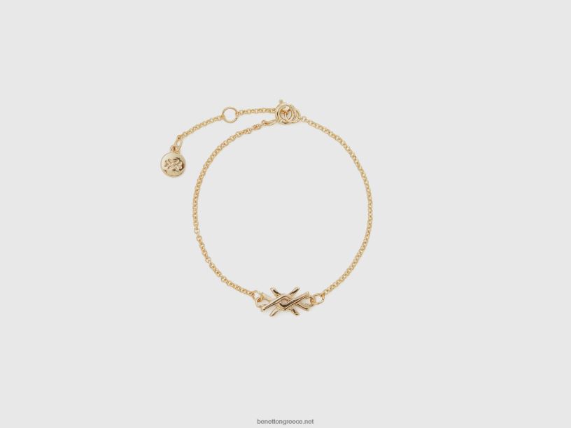 χρυσό βραχιόλι με γούρι και λογότυπο J8TLD710 Benetton γυναίκες χρυσός