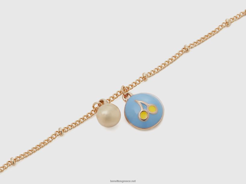 κολιέ με ουράνιο μενταγιόν κερασιού J8TLD764 Benetton γυναίκες μπλε του ουρανού