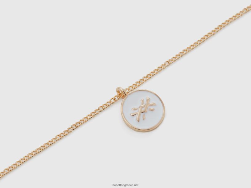 κολιέ με λευκό μενταγιόν J8TLD785 Benetton γυναίκες άσπρο