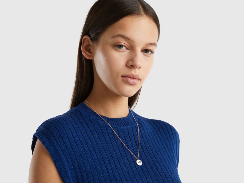 κολιέ με λευκό μενταγιόν J8TLD785 Benetton γυναίκες άσπρο