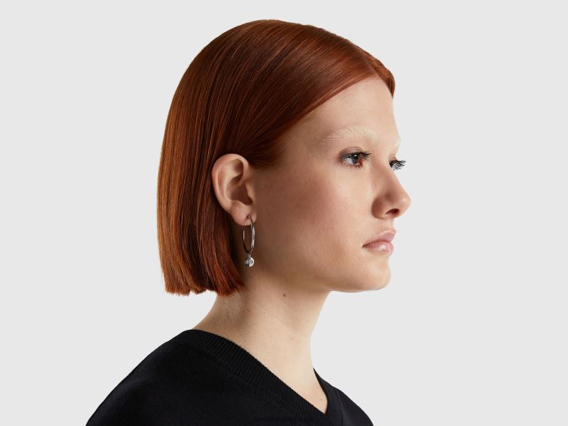 ασημένια κρίκοι σκουλαρίκια J8TLD833 Benetton γυναίκες ασήμι