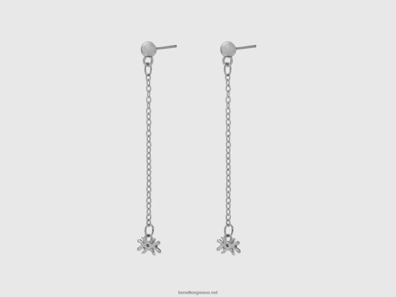 ασημένια κρεμαστά σκουλαρίκια με λογότυπο J8TLD866 Benetton γυναίκες ασήμι