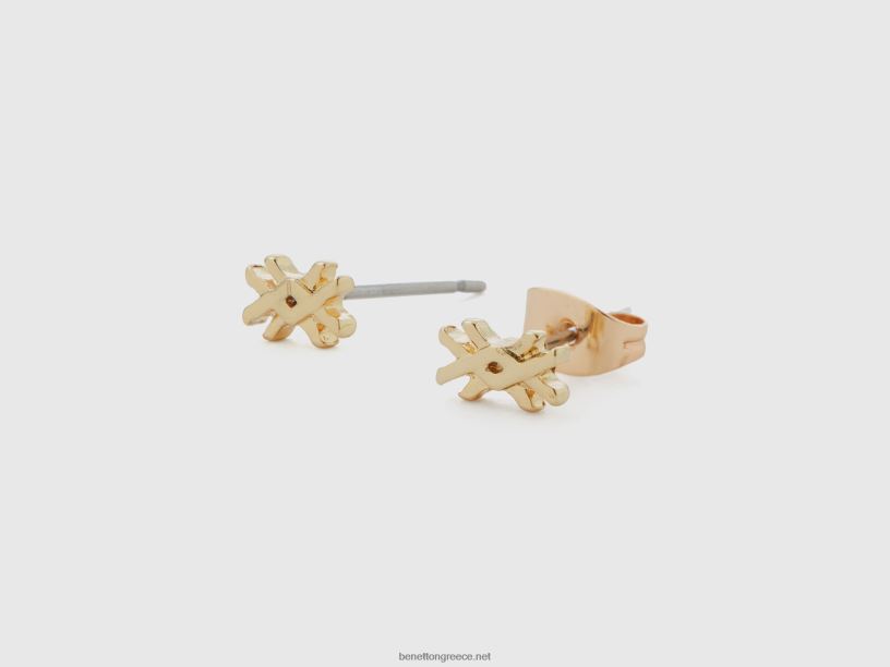 χρυσά καρφωτά σκουλαρίκια με λογότυπο J8TLD890 Benetton γυναίκες χρυσός