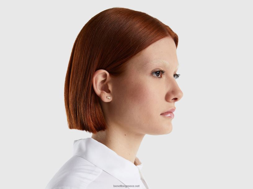 χρυσά καρφωτά σκουλαρίκια με λογότυπο J8TLD890 Benetton γυναίκες χρυσός