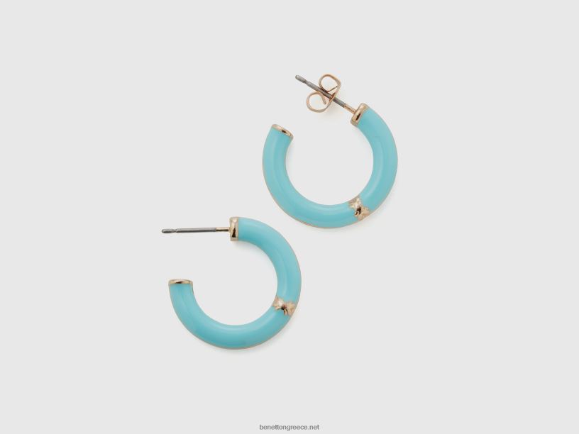 γαλάζια σκουλαρίκια κρίκοι c J8TLD873 Benetton γυναίκες μπλε του ουρανού