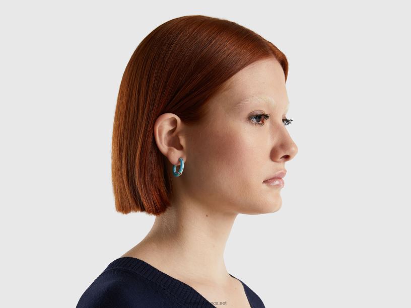 γαλάζια σκουλαρίκια κρίκοι c J8TLD873 Benetton γυναίκες μπλε του ουρανού