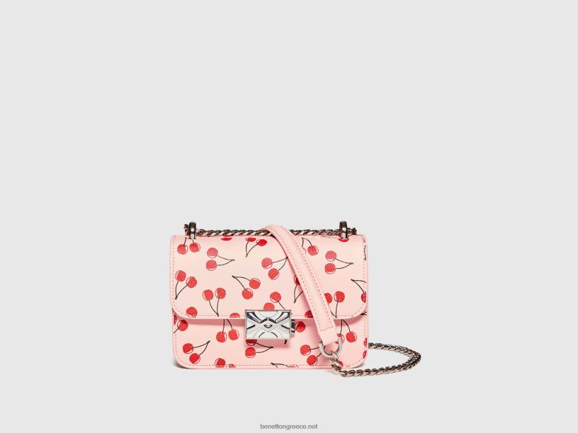 μικρό ροζ μπε τσαντάκι με κεράσια J8TLD879 Benetton γυναίκες ροζ