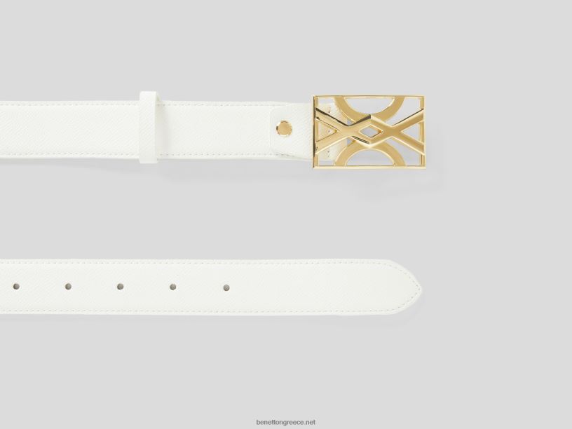 λευκή ζώνη με αγκράφα με λογότυπο J8TLD1529 Benetton γυναίκες άσπρο