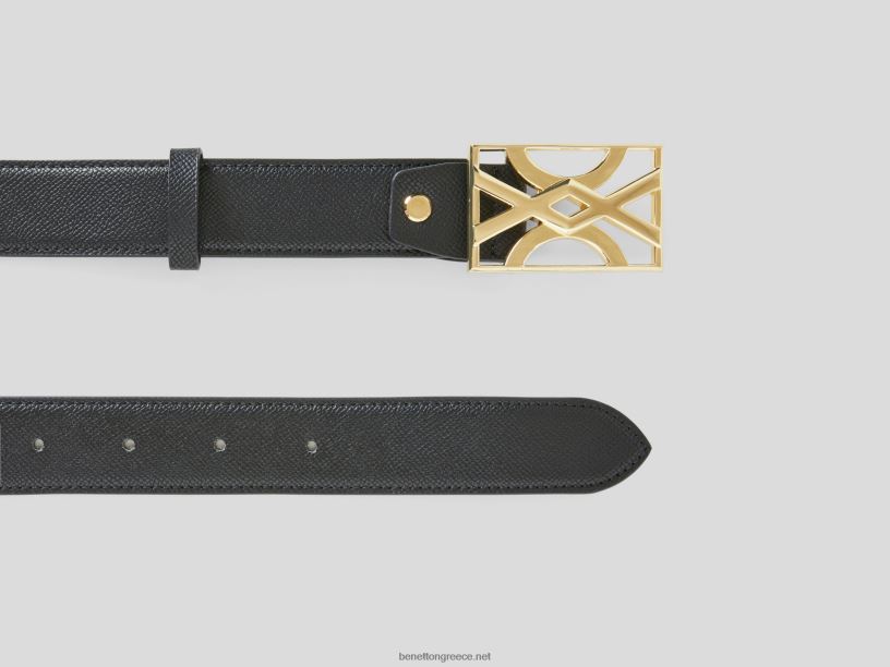 μαύρη ζώνη με αγκράφα με λογότυπο J8TLD1551 Benetton γυναίκες μαύρος