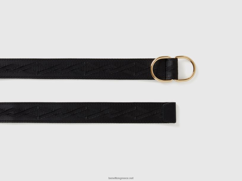 μαύρη ζώνη με διπλό δαχτυλίδι J8TLD761 Benetton γυναίκες μαύρος
