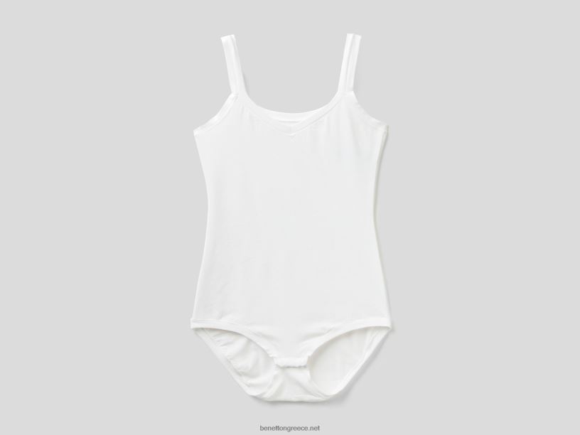 σούπερ ελαστικό κορμάκι από οργανικό βαμβάκι J8TLD1051 Benetton γυναίκες άσπρο