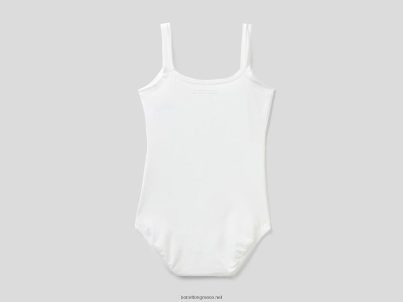 σούπερ ελαστικό κορμάκι από οργανικό βαμβάκι J8TLD1051 Benetton γυναίκες άσπρο