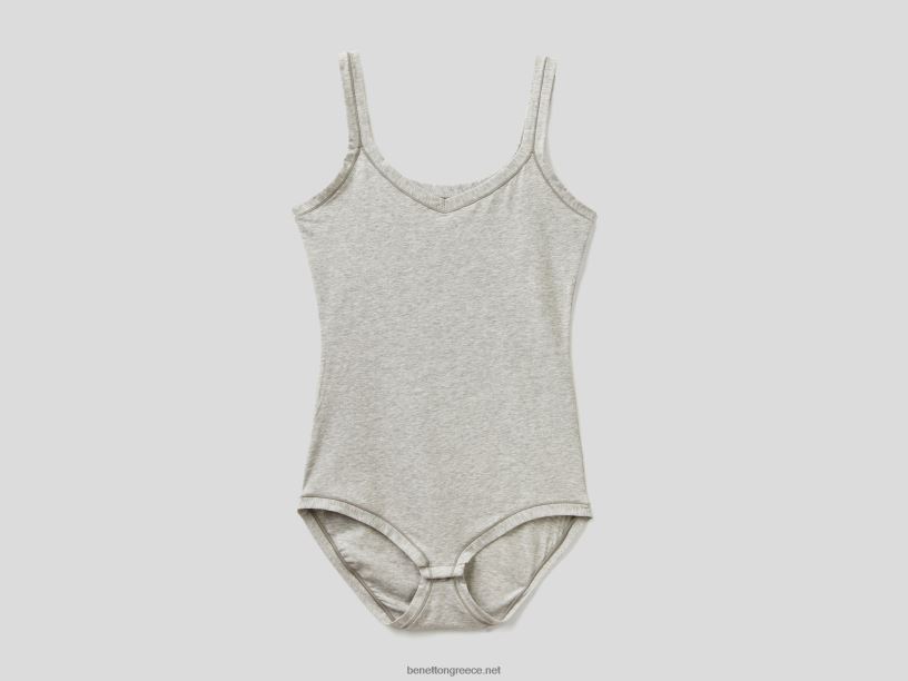 σούπερ ελαστικό κορμάκι από οργανικό βαμβάκι J8TLD1070 Benetton γυναίκες ανοιχτό γκρι