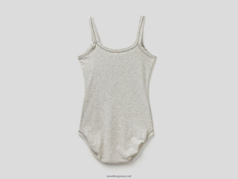 σούπερ ελαστικό κορμάκι από οργανικό βαμβάκι J8TLD1070 Benetton γυναίκες ανοιχτό γκρι
