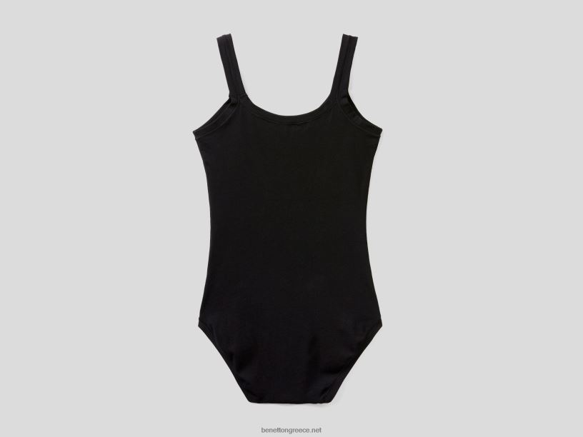 σούπερ ελαστικό κορμάκι από οργανικό βαμβάκι J8TLD4307 Benetton γυναίκες μαύρος