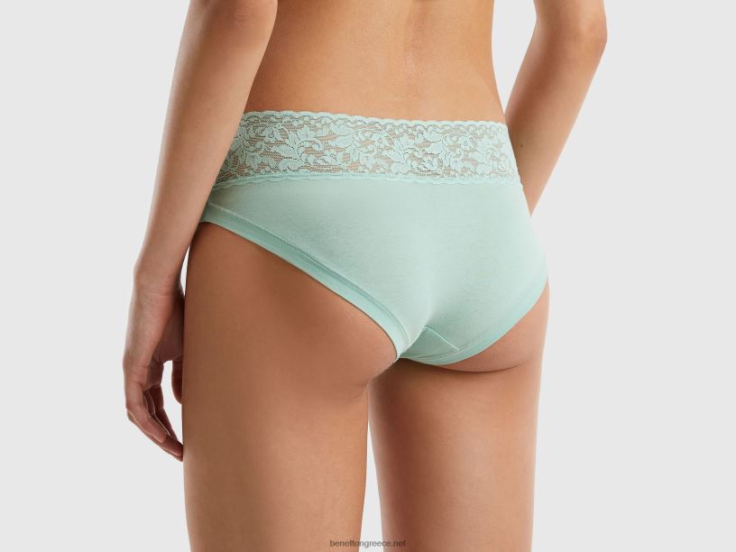 εσώρουχα με δαντέλα από σούπερ ελαστικό οργανικό βαμβάκι J8TLD1022 Benetton γυναίκες πράσινος