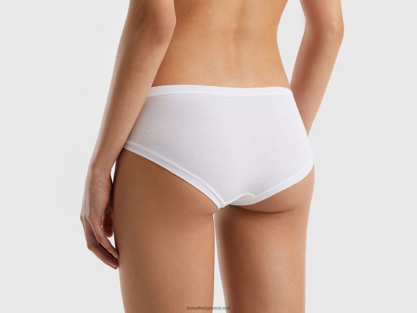 ψηλόμεσα εσώρουχα από σούπερ ελαστικό οργανικό βαμβάκι J8TLD1039 Benetton γυναίκες άσπρο