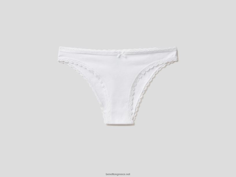 χαμηλοκάβαλα εσώρουχα από ελαστικό οργανικό βαμβάκι J8TLD1068 Benetton γυναίκες άσπρο