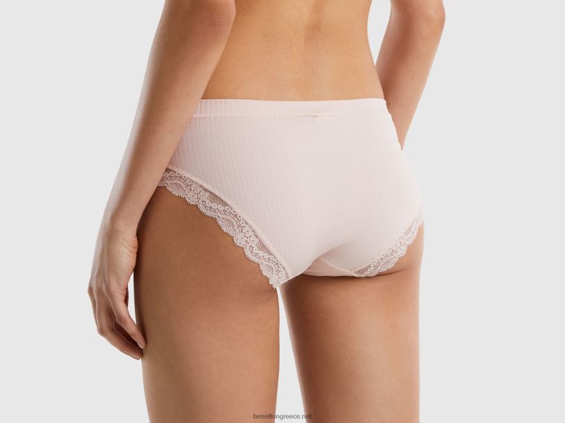 πλεκτά εσώρουχα με δαντέλα J8TLD4214 Benetton γυναίκες απαλό ροζ