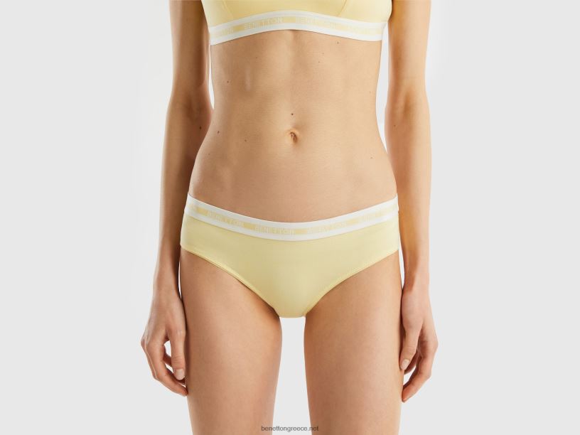 Ψηλόμεση εσώρουχα από οργανικό βαμβάκι J8TLD4218 Benetton γυναίκες κίτρινος
