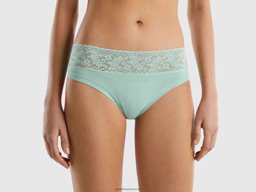 εσώρουχα με δαντέλα από σούπερ ελαστικό οργανικό βαμβάκι J8TLD4249 Benetton γυναίκες πράσινος