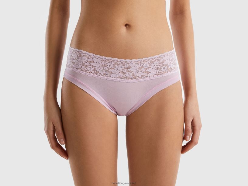 εσώρουχα με δαντέλα από σούπερ ελαστικό οργανικό βαμβάκι J8TLD4252 Benetton γυναίκες πασχαλιά