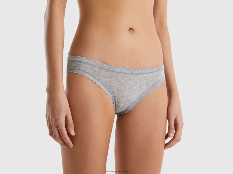 εσώρουχα χαμηλού ύψους από σούπερ ελαστικό οργανικό βαμβάκι J8TLD4327 Benetton γυναίκες ανοιχτό γκρι