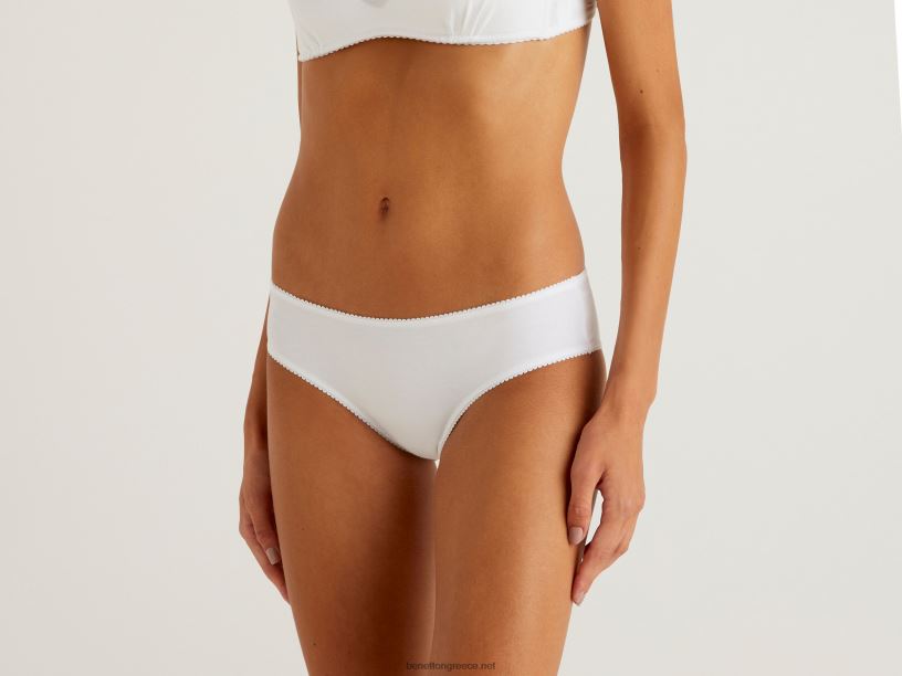 βασικά εσώρουχα από ελαστικό βιολογικό βαμβάκι J8TLD4330 Benetton γυναίκες άσπρο