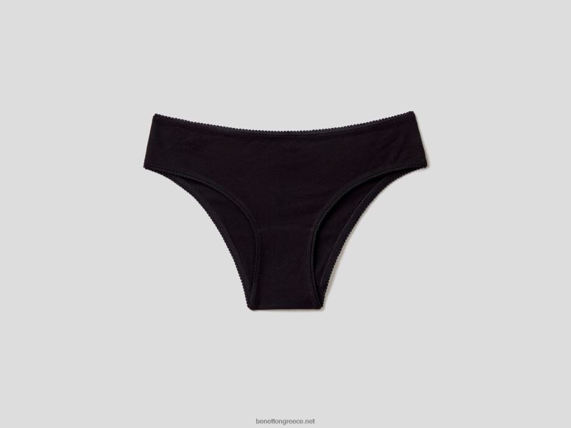 βασικά εσώρουχα από ελαστικό βιολογικό βαμβάκι J8TLD4349 Benetton γυναίκες μαύρος