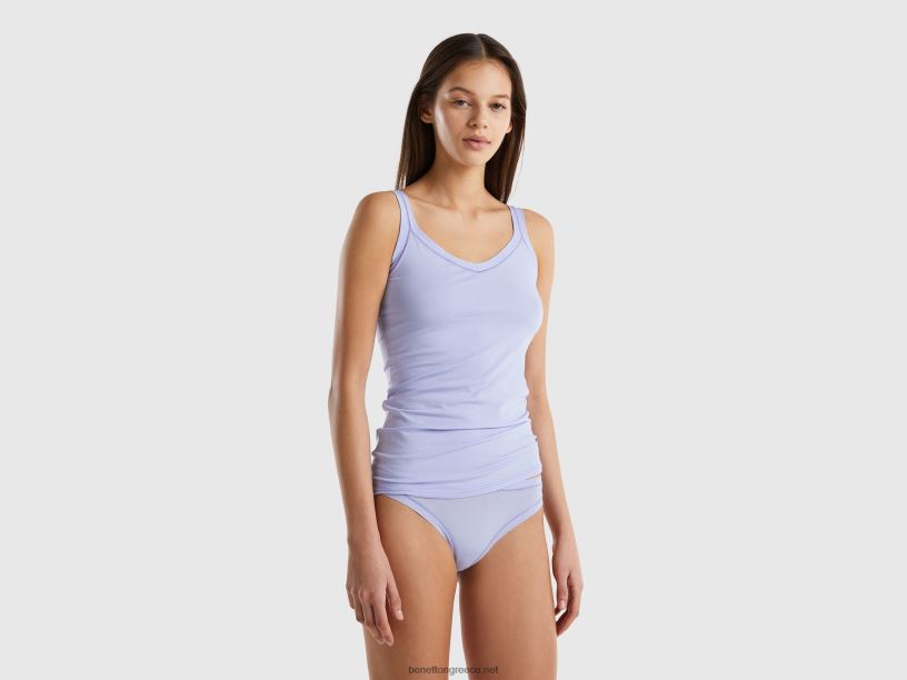 φανελάκι από σούπερ ελαστικό οργανικό βαμβάκι J8TLD1006 Benetton γυναίκες λεβάντα