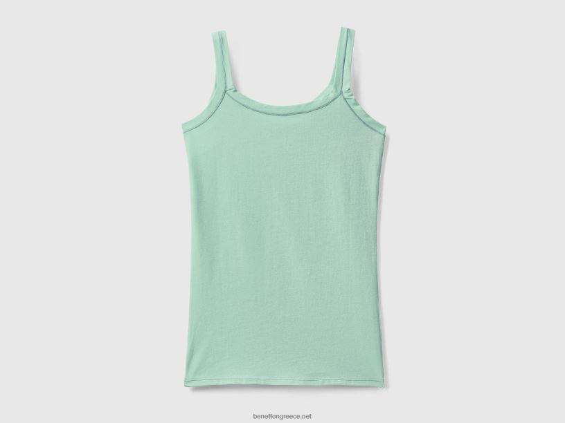 φανελάκι από σούπερ ελαστικό οργανικό βαμβάκι J8TLD1023 Benetton γυναίκες πράσινος