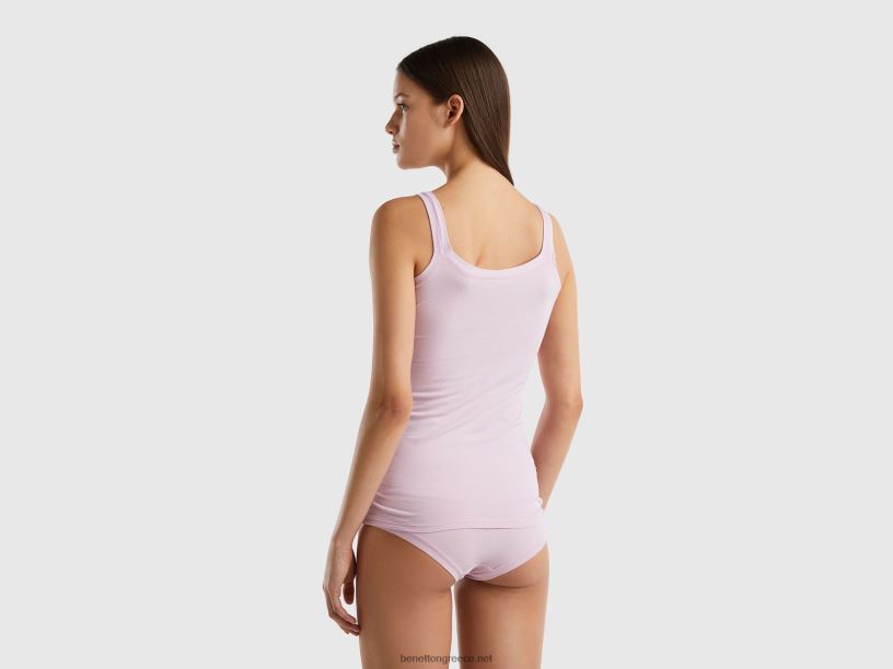 φανελάκι από σούπερ ελαστικό οργανικό βαμβάκι J8TLD4224 Benetton γυναίκες πασχαλιά