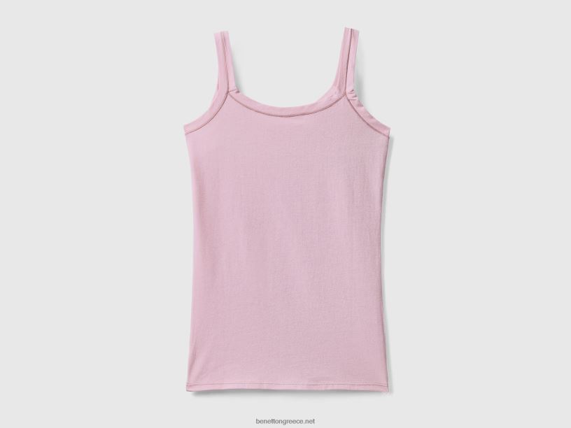 φανελάκι από σούπερ ελαστικό οργανικό βαμβάκι J8TLD4224 Benetton γυναίκες πασχαλιά