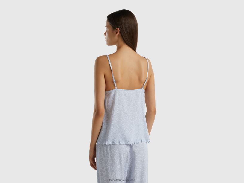 λουλουδάτο φανελάκι σε μοντάλ J8TLD4241 Benetton γυναίκες μπλε του ουρανού