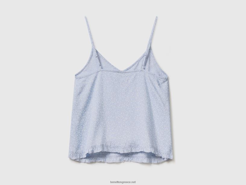 λουλουδάτο φανελάκι σε μοντάλ J8TLD4241 Benetton γυναίκες μπλε του ουρανού