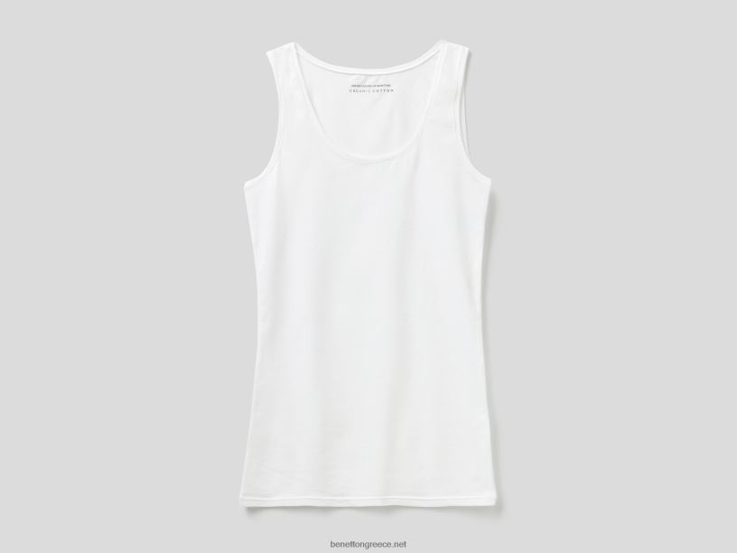 φανελάκι από σούπερ ελαστικό οργανικό βαμβάκι J8TLD4347 Benetton γυναίκες άσπρο