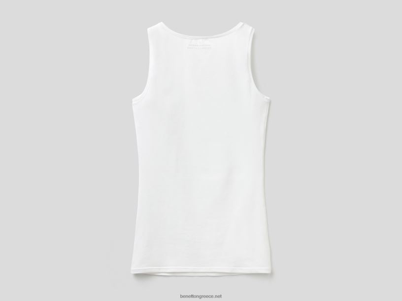 φανελάκι από σούπερ ελαστικό οργανικό βαμβάκι J8TLD4347 Benetton γυναίκες άσπρο