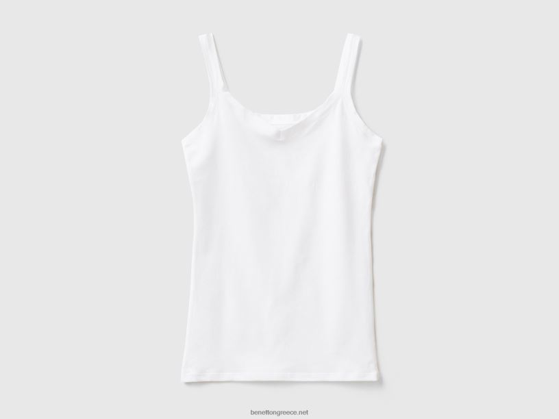 φανελάκι από σούπερ ελαστικό οργανικό βαμβάκι J8TLD4354 Benetton γυναίκες άσπρο