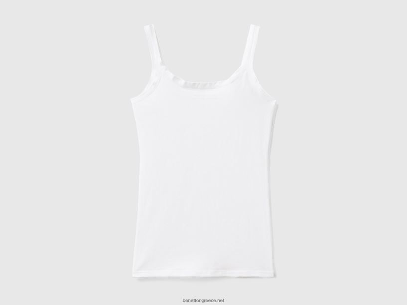 φανελάκι από σούπερ ελαστικό οργανικό βαμβάκι J8TLD4354 Benetton γυναίκες άσπρο