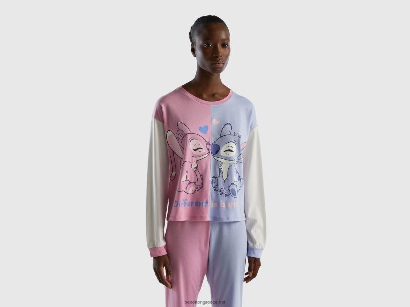 Top βελονιά & άγγελος από ζεστό βαμβάκι J8TLD1030 Benetton γυναίκες μωβ