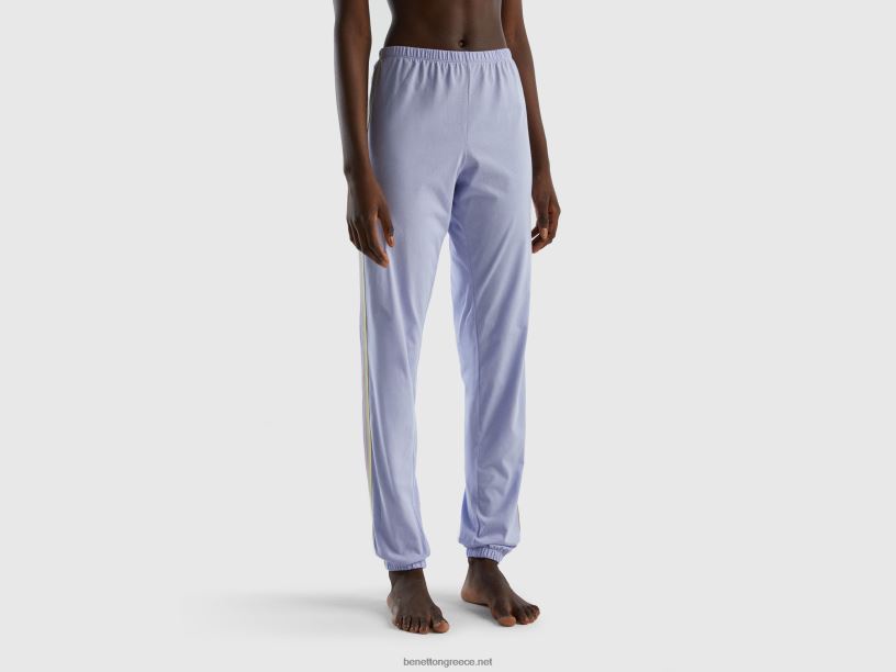 παντελόνι από βαμβακερές μακριές ίνες J8TLD1013 Benetton γυναίκες λεβάντα