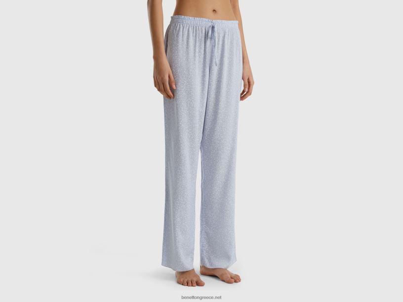 φλοράλ παντελόνι σε μοντάλ J8TLD4253 Benetton γυναίκες μπλε του ουρανού