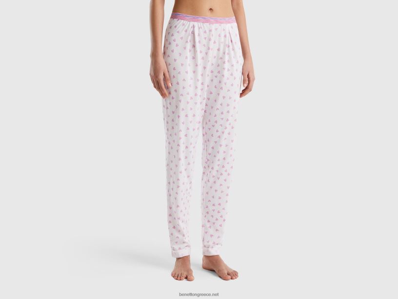 παντελόνι καρδιά σε ζεστό βαμβακερό μείγμα J8TLD4256 Benetton γυναίκες ροζ