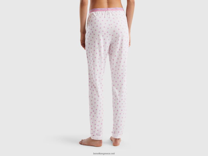 παντελόνι καρδιά σε ζεστό βαμβακερό μείγμα J8TLD4256 Benetton γυναίκες ροζ