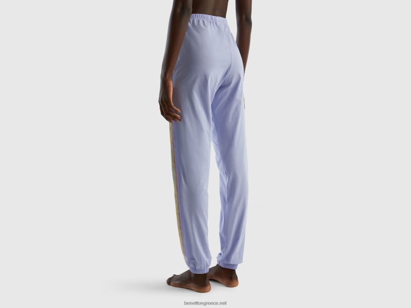 παντελόνι από βαμβακερές μακριές ίνες J8TLD4275 Benetton γυναίκες λεβάντα