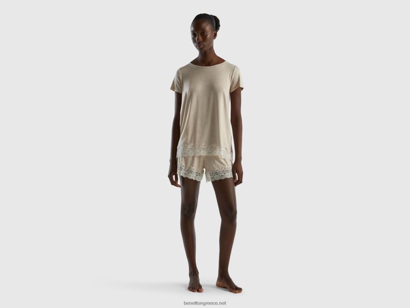 fluy σορτς με δαντέλα J8TLD4356 Benetton γυναίκες γκρί