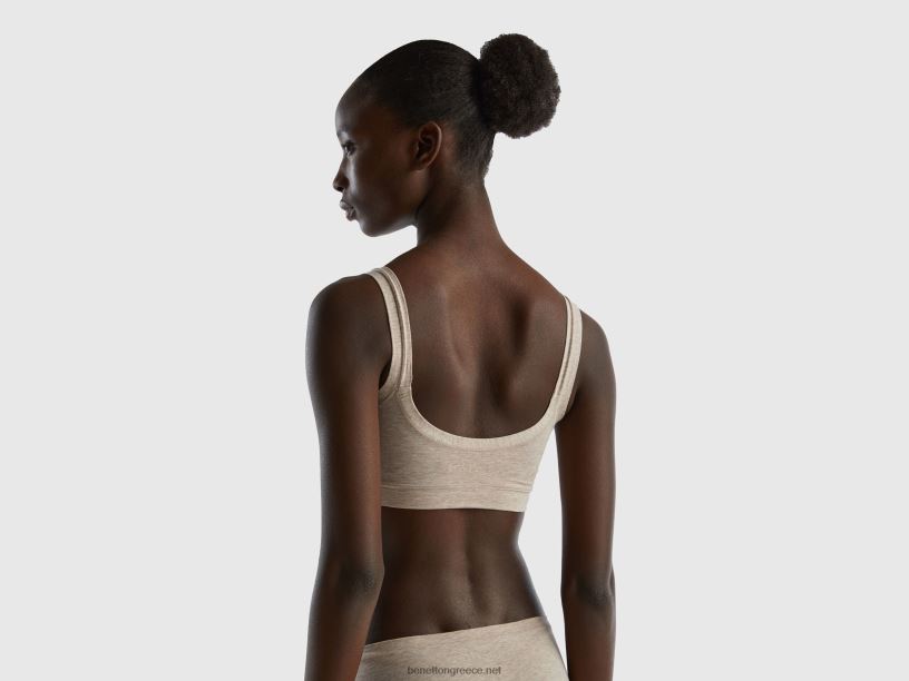 σουτιέν από σούπερ ελαστικό οργανικό βαμβάκι J8TLD1083 Benetton γυναίκες μπεζ